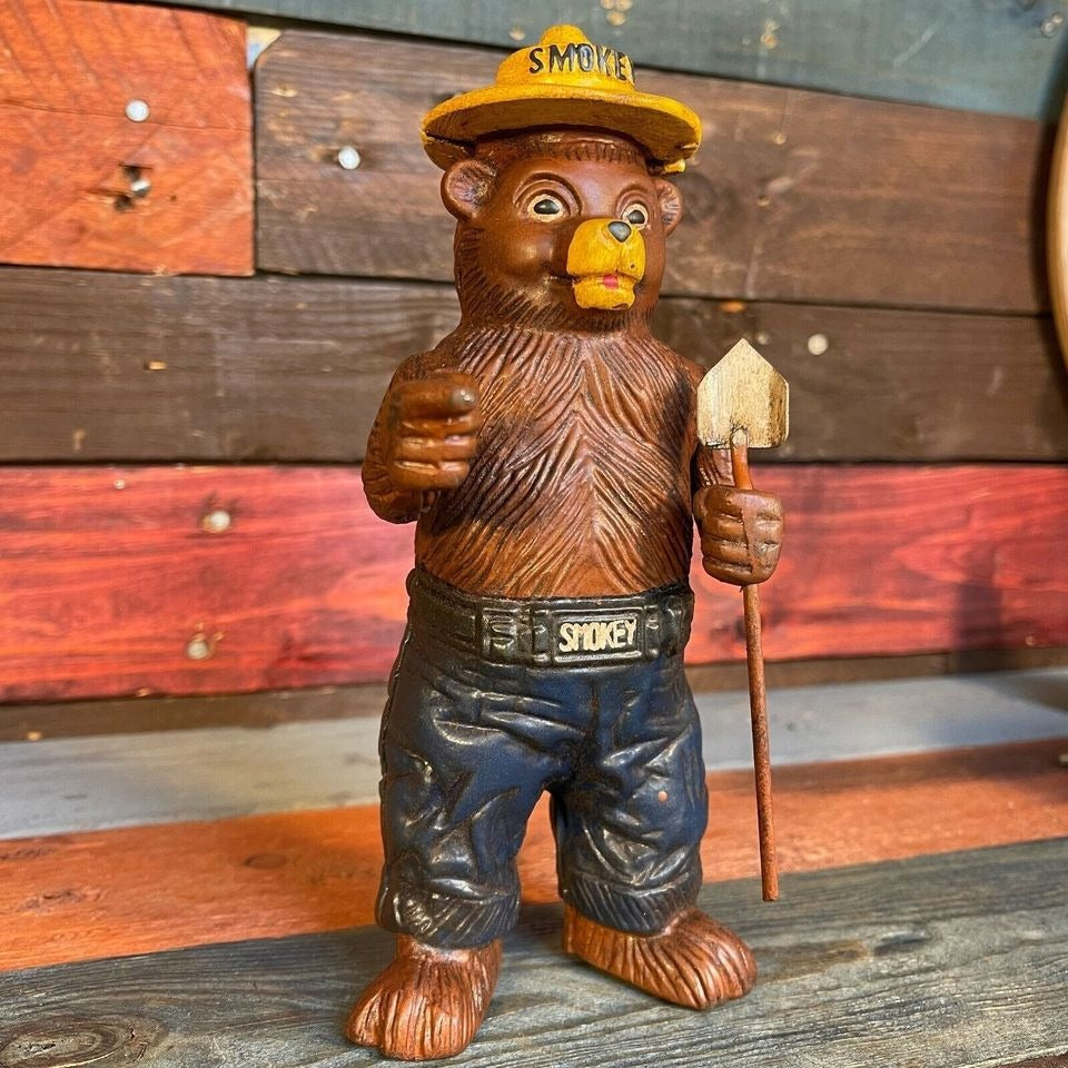 Smokey Bear Cast Iron Bank With Painted Antique Finish (8" x 3.5")