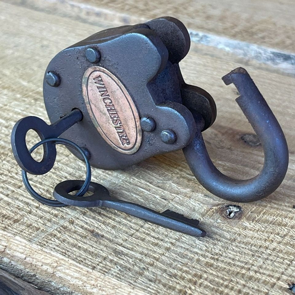 Winchester Cast Iron Lock With Keys & Antique Finish (2.5" x 1.5")