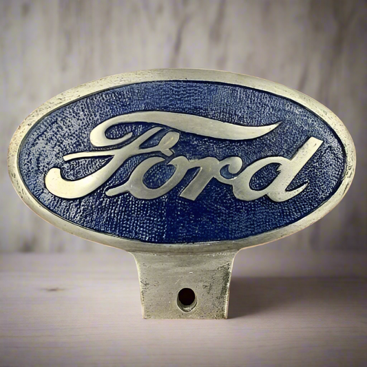 Ford Automobile Logo Aluminum License Plate FOB Topper With Painted Antique Finish (6" x 4.5")