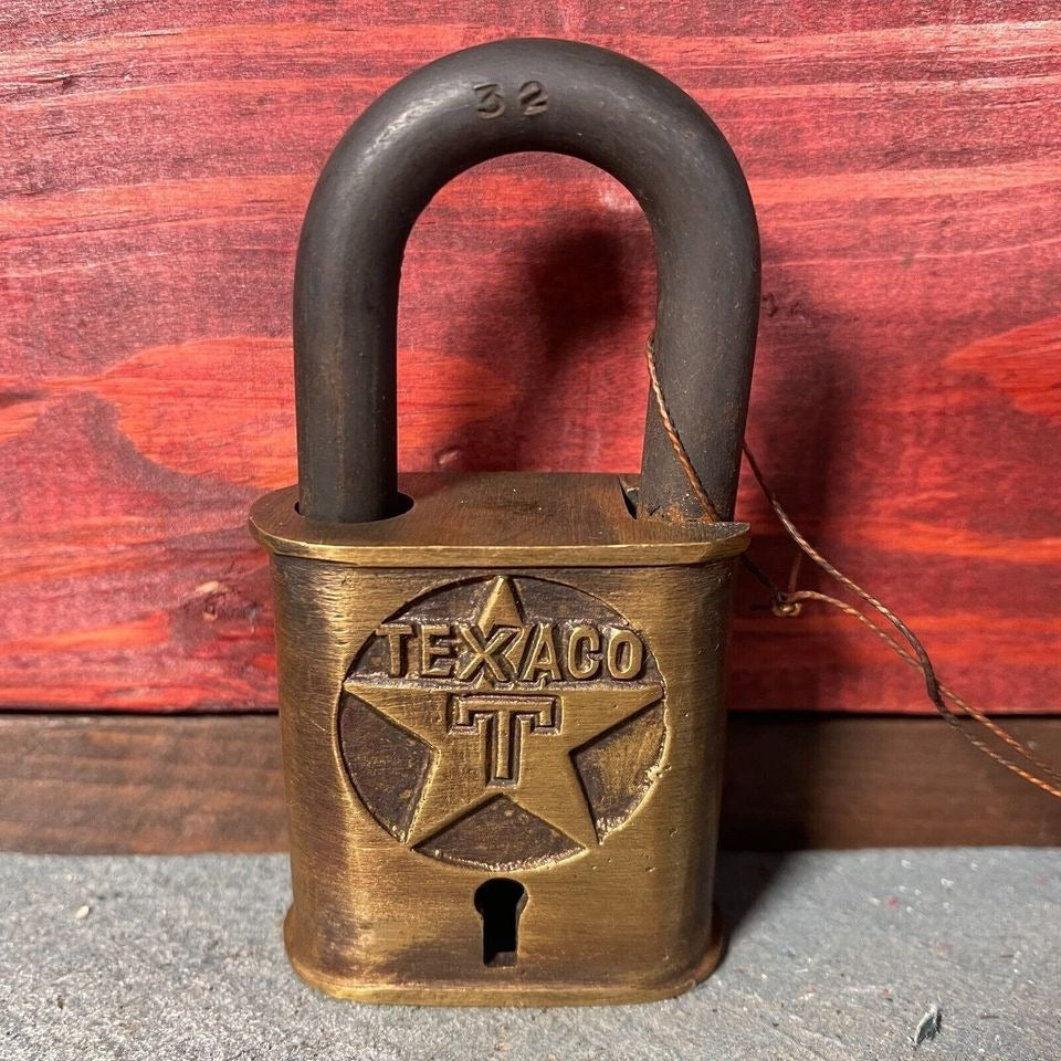 Texaco Station Solid Brass Lock With Keys & Antique Finish