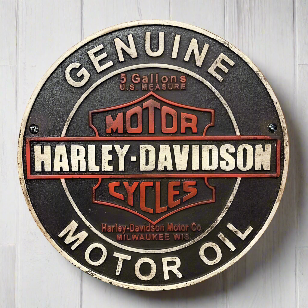 HD Genuine Motor Oil Cast Iron Plaque With Raised Lettering (9.5" Round)