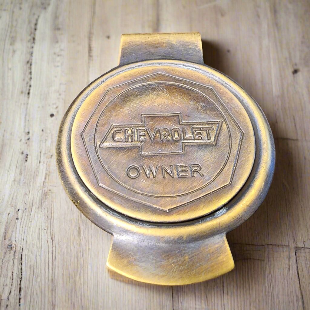 Chevrolet Owner Solid Brass Money Clip With Raised Lettering & Antique Finish (3" x 2.25")