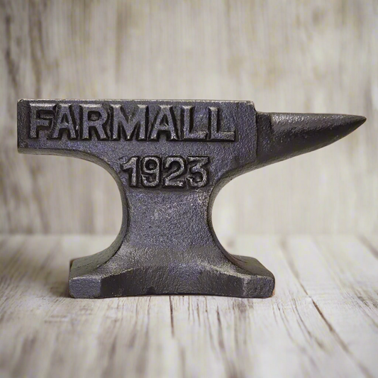 Farmall Tractors 1923 Cast Iron Anvil With Raised Lettering And Antique Finish (4.5" x 2.75")