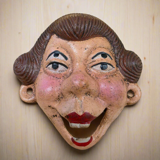 Lady Four-Eyed Wall Mounted Cast Iron Bottle Opener With Painted Antique Finish (3.75" x 3.5")