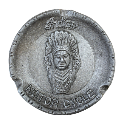 Indian Motorcycle Aluminum Ashtray With Raised Details And Antique Finish (5.75 Round)