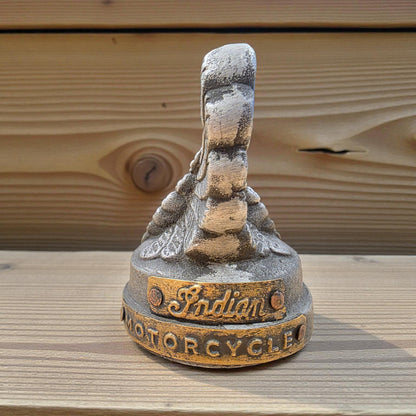 Indian Motorcycle Aluminum Paperweight With Embossed Logo And Antique Finish (3.25" x 3")