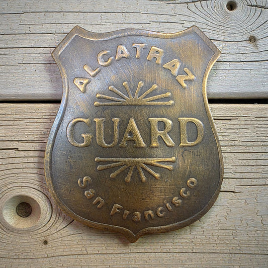 Alcatraz Prison San Francisco Guard Solid Brass Badge (2.5" x 2")