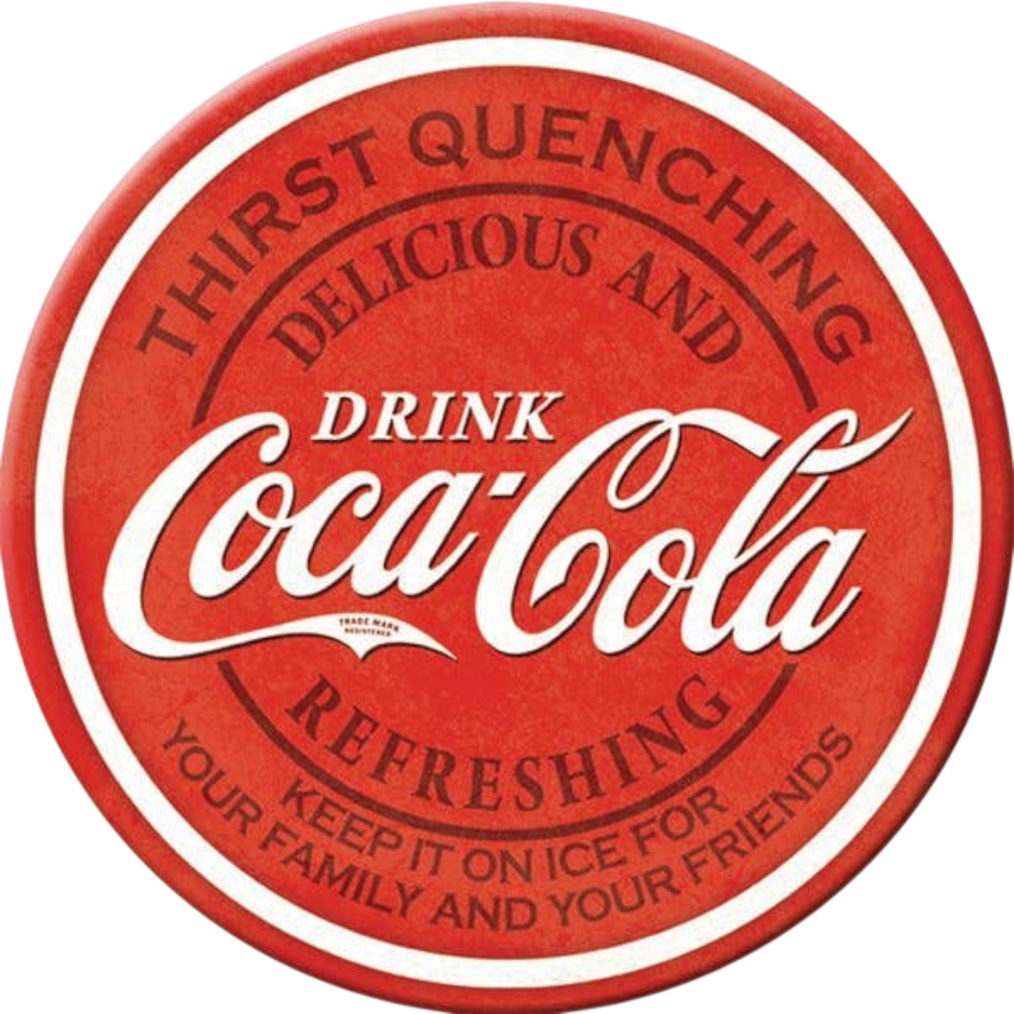 Coca-Cola Thirst Quenching Vintage Logo Magnet (3" Round)