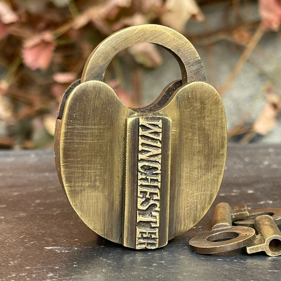 Winchester Solid Brass Lock With Branded Shaft & Antique Finish (3" x 2.25")