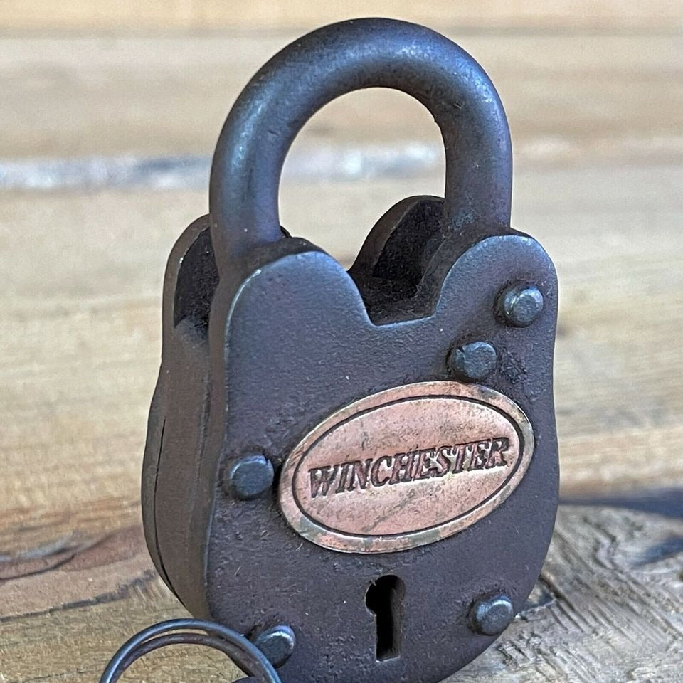 Winchester Cast Iron Lock With Keys & Antique Finish (2.5" x 1.5")