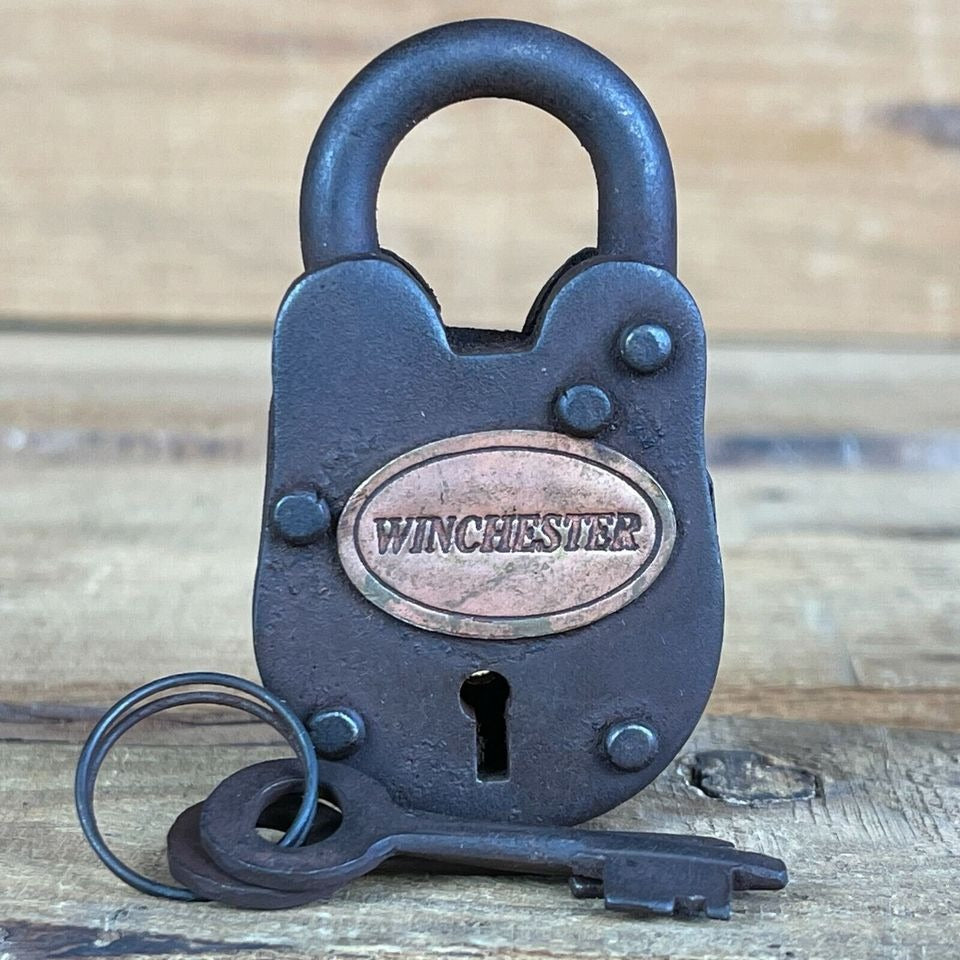 Winchester Cast Iron Lock With Keys & Antique Finish (2.5" x 1.5")