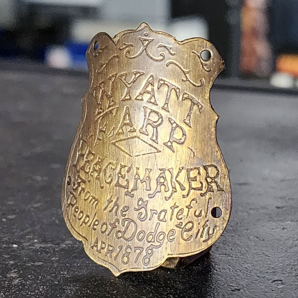 Wyatt Earp Peacemaker Dodge City 1878 Gun Butt Tag (2" x 1.75")