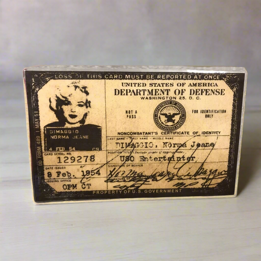 Marilyn Monroe 1954 USA USO ID Card (4.5" x 3")