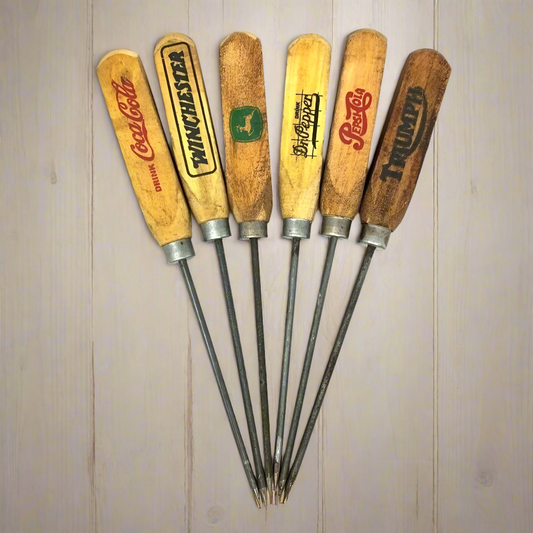 Ice Pick Set With Real Wood Handles & Painted Antique Finish (Set of 6)