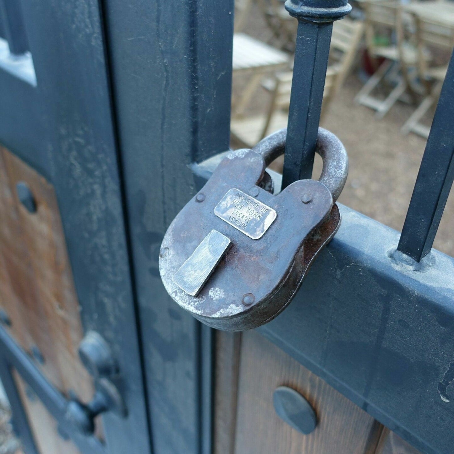 New York Insane Asylum Cast Iron Lock & Keys With Antique Finish (3" x 5")