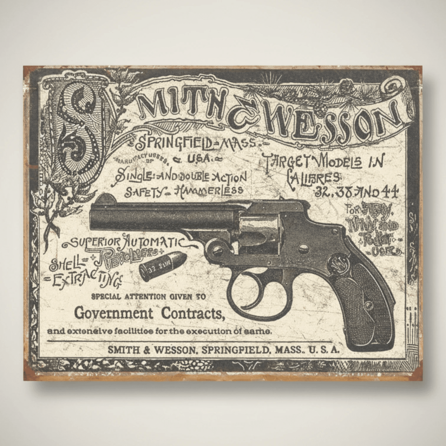 Smith & Wesson 1892 Metal Wall Sign
