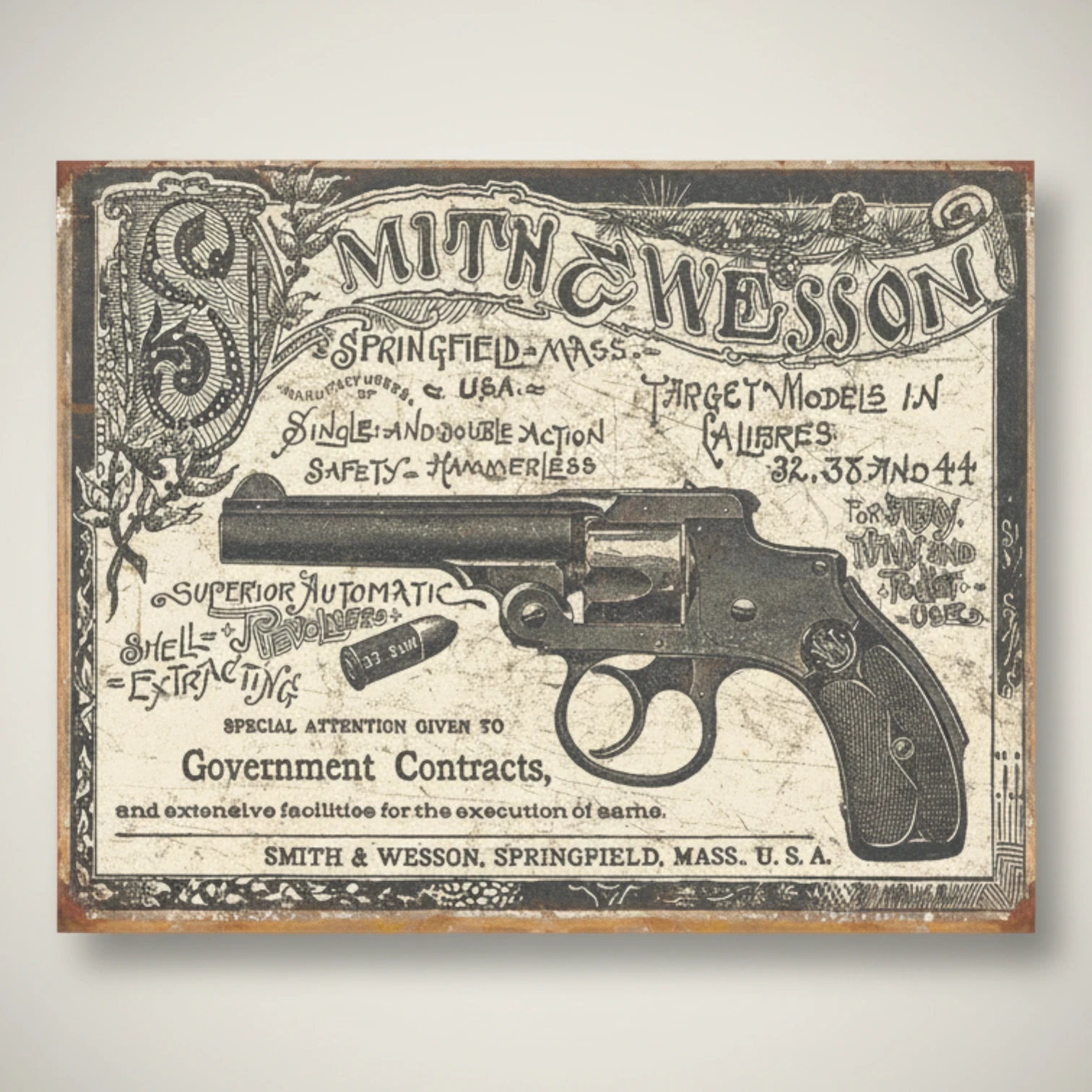 Smith & Wesson 1892 Metal Wall Sign