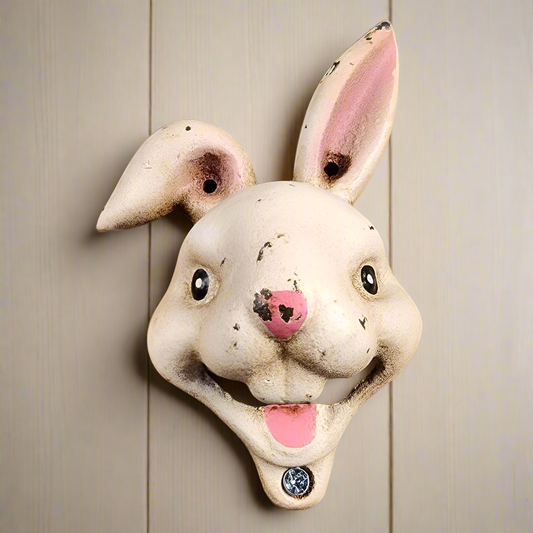 Rabbit Cast Iron Wall Mounted Bottle Opener With Painted Antique Finish (5.5" x 3")