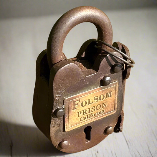 Folsom Prison California Cast Iron Working Gate Lock & Keys With Antique Finish (2.5" x 1.5")