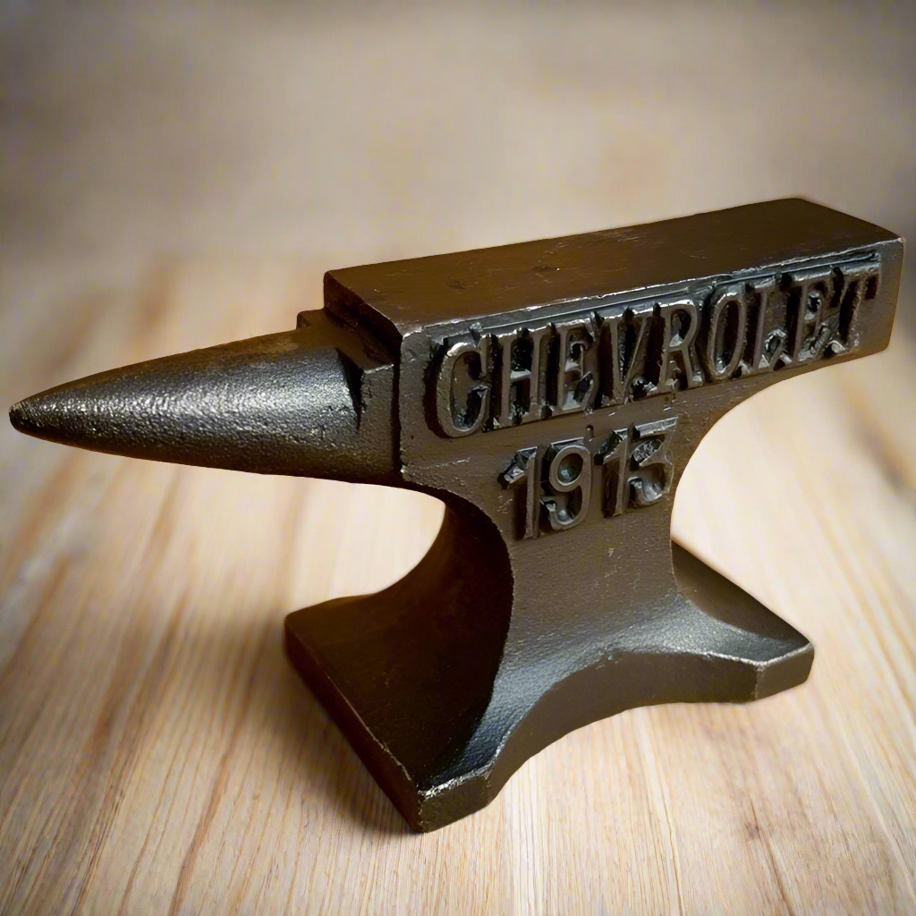 Chevrolet 1913 Anvil Cast Iron Paperweight With Raised Lettering And Antique Finish (4.5" x 2.75")