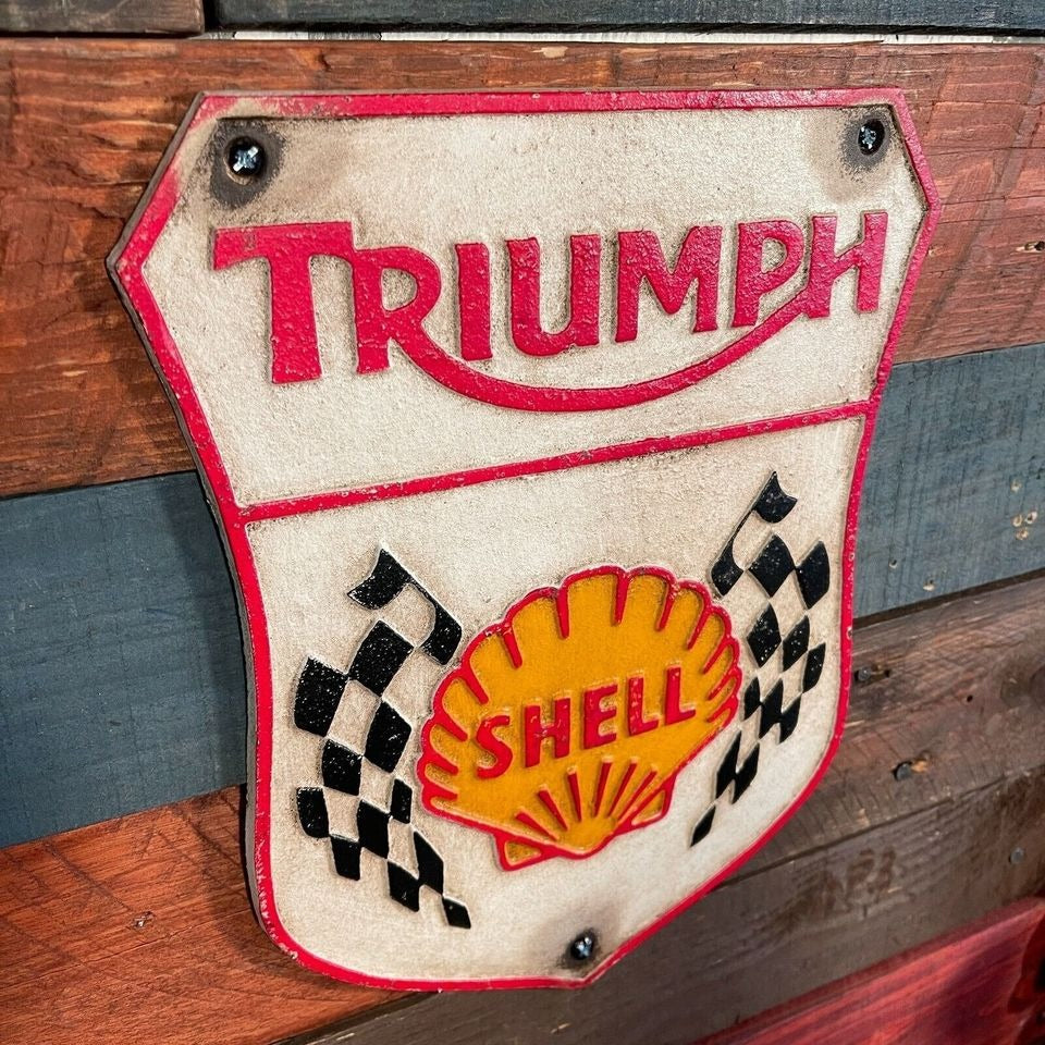 Triumph Shell Cast Iron Plaque With Painted Antique Finish (10.75" x 8.75")