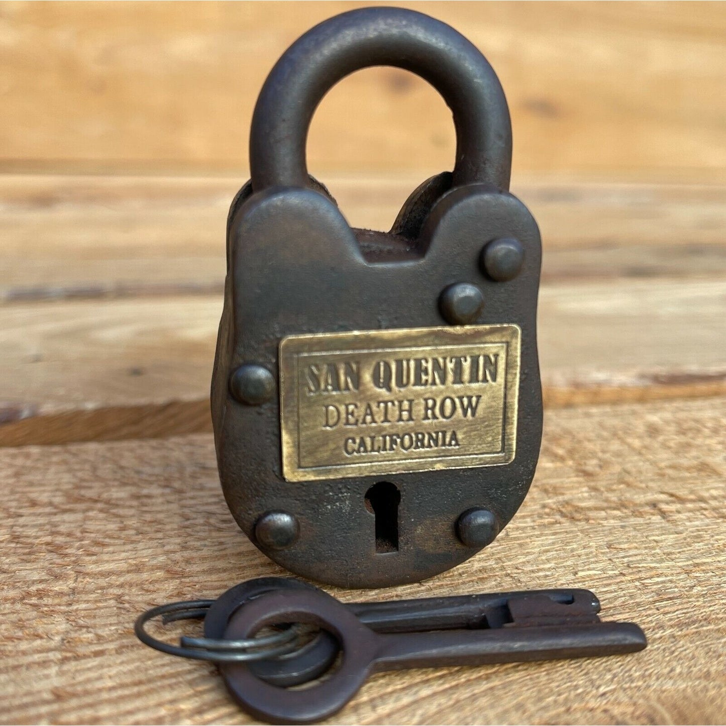 San Quentin Death Row Gate Lock With Keys & Brass Tag (2.5" x 1.5")