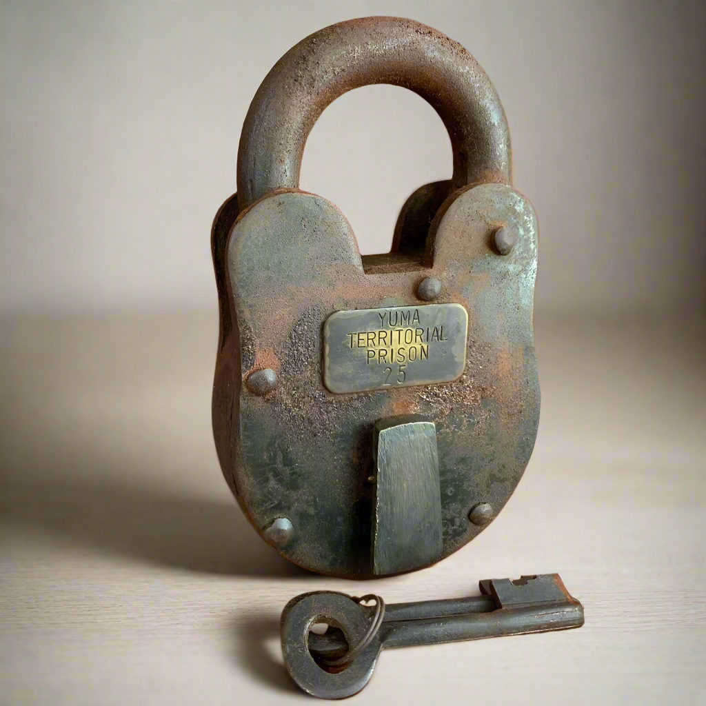 Yuma Territorial Prison Cast Iron Lock & Keys With Antique Finish (3" x 5")