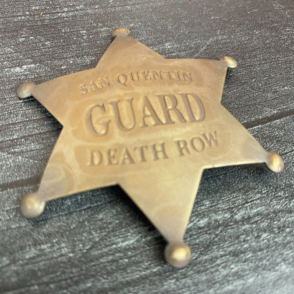 San Quentin Guard Death Row Solid Brass Badge With Antique Finish (3" x 2.25")