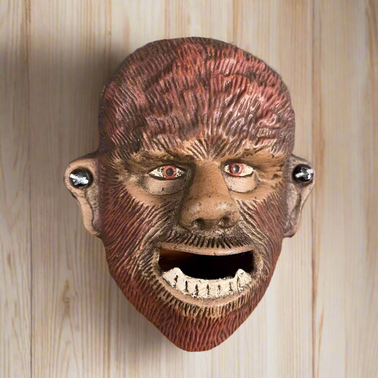 Wolfman Cast Iron Wall Mounted Bottle Opener With Painted Antique Finish (4" x 3" x 1.5")