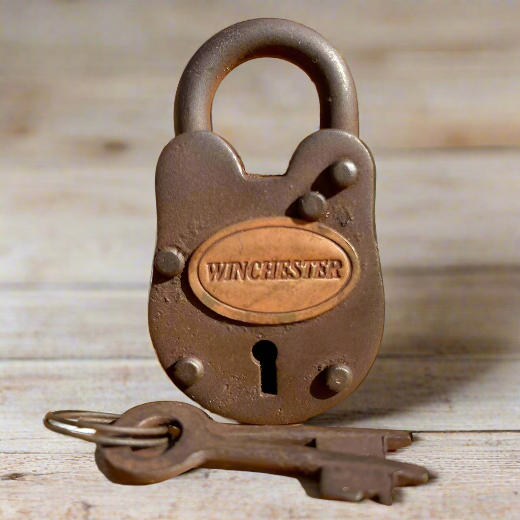 Winchester Cast Iron Lock With Keys & Antique Finish (2.5" x 1.5")