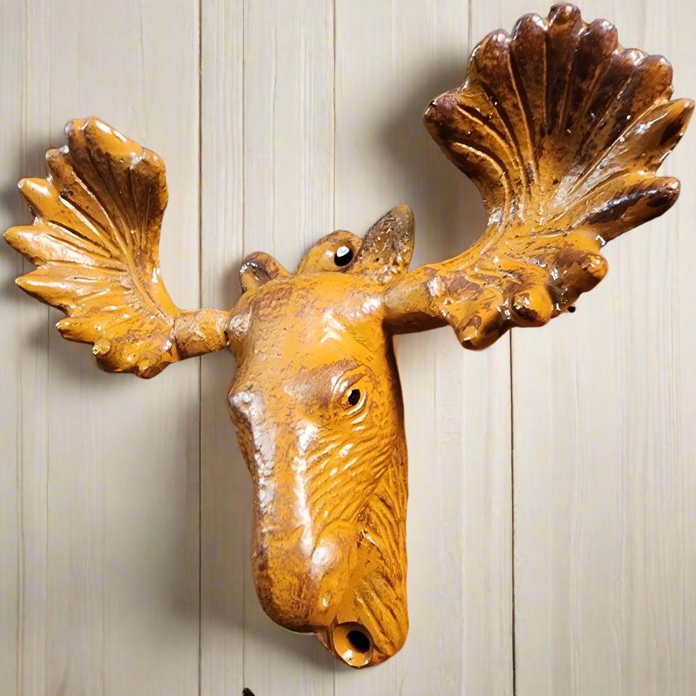 Moose Cast Iron Wall Mounted Bottle Opener With Painted Antique Finish (5" x 2.75")