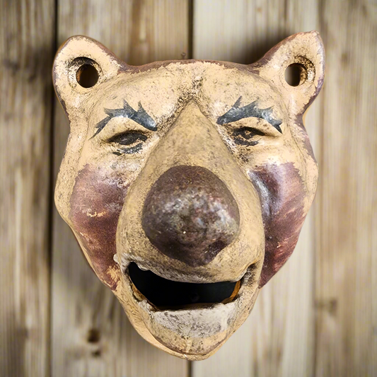 Grizzly Bear Bottle Opener Cast Iron Wall Mounted With Antique Finish (5" x 2.75")