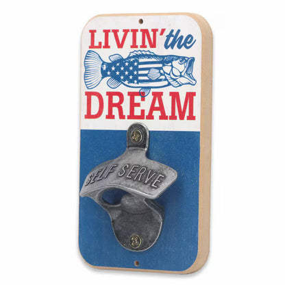 Livin' the Dream Patriotic Bass Wall Bottle Opener (3.5" x 6")