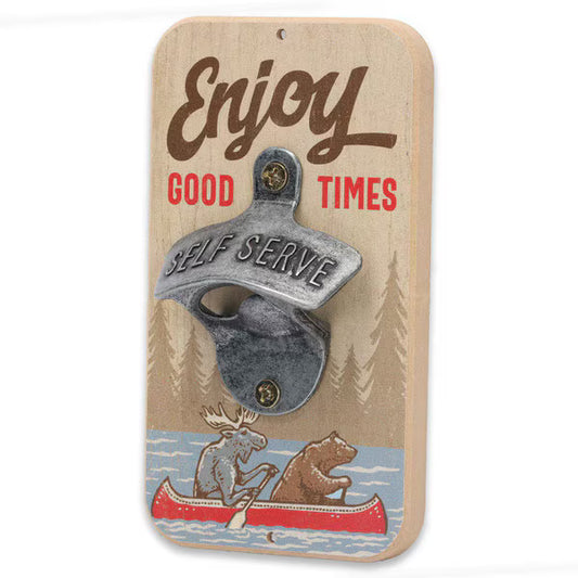 Enjoy Good Times Moose & Bear Wall Bottle Opener (3.5" x 6")