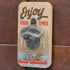 Moose and bear wall bottle opener by Open Roads, measuring 3.5" x 6", mounted on a rustic wood background.