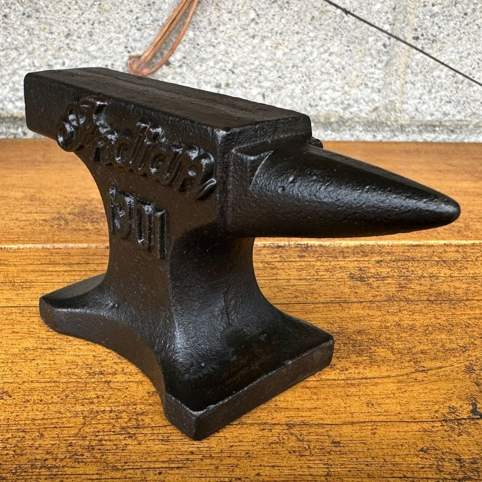 Indian Motorcycles 1901 Cast Iron Anvil With Raised Lettering & Antique Finish (4.5" x 3")