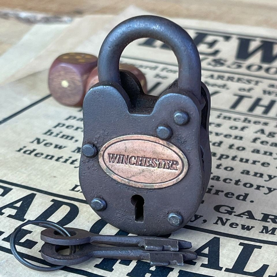 Winchester Cast Iron Lock With Keys & Antique Finish (2.5" x 1.5")