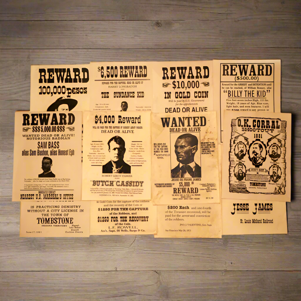 Wanted Posters Parchment With Antique Finish (Set of 12)