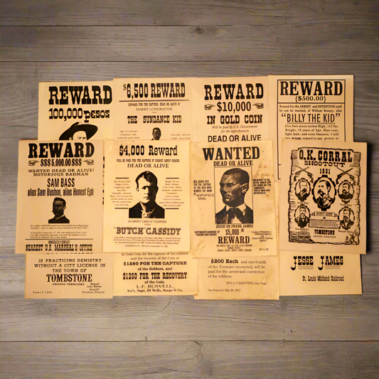 Wanted Posters Parchment With Antique Finish (Set of 12)