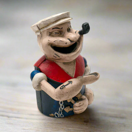Popeye Cast Iron Mechanical Coin Bank With Painted Antique Finish (6" x 5")