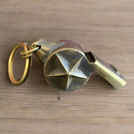 New York 1920's Fire Department Solid Brass Star Whistle (2" Long)