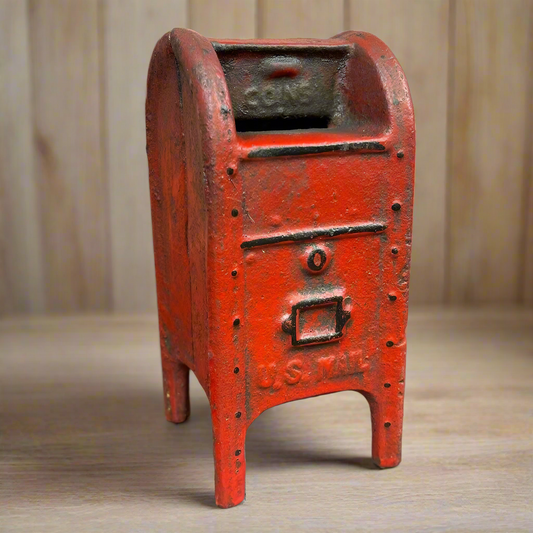 Mailbox Bank Cast Iron Coin Bank With Painted Antique Finish (5" x 2.5")