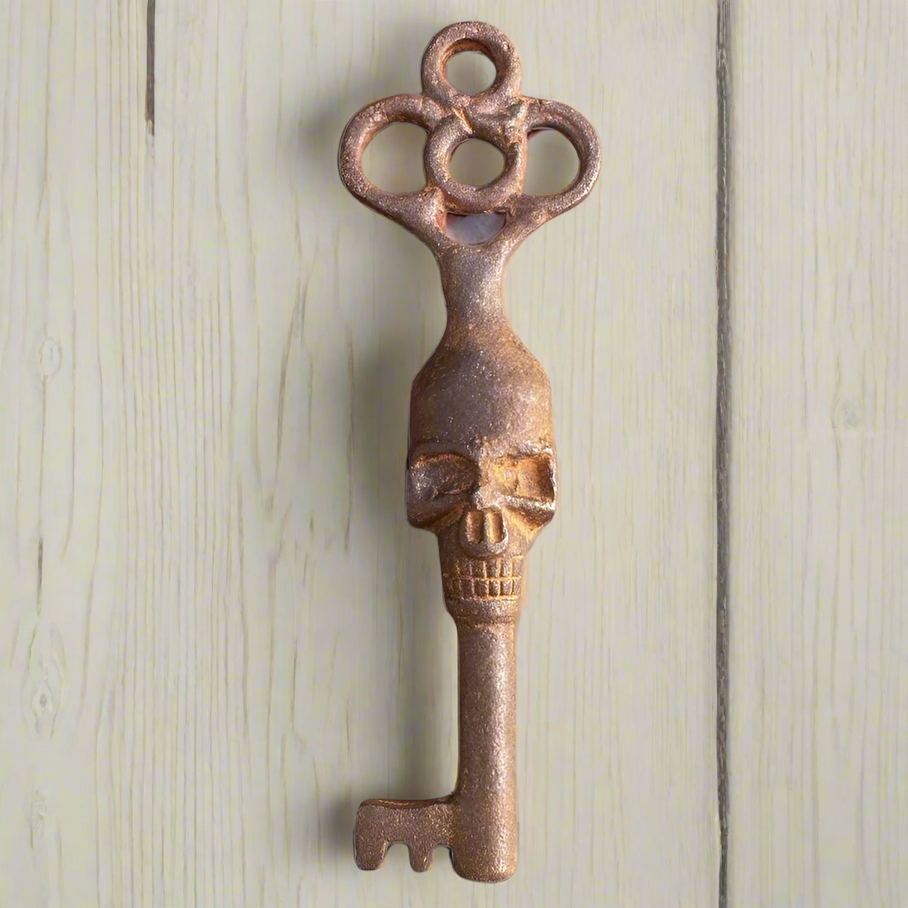 Skull Cast Iron Key With Skull Head & Antique Finish (5" Long)