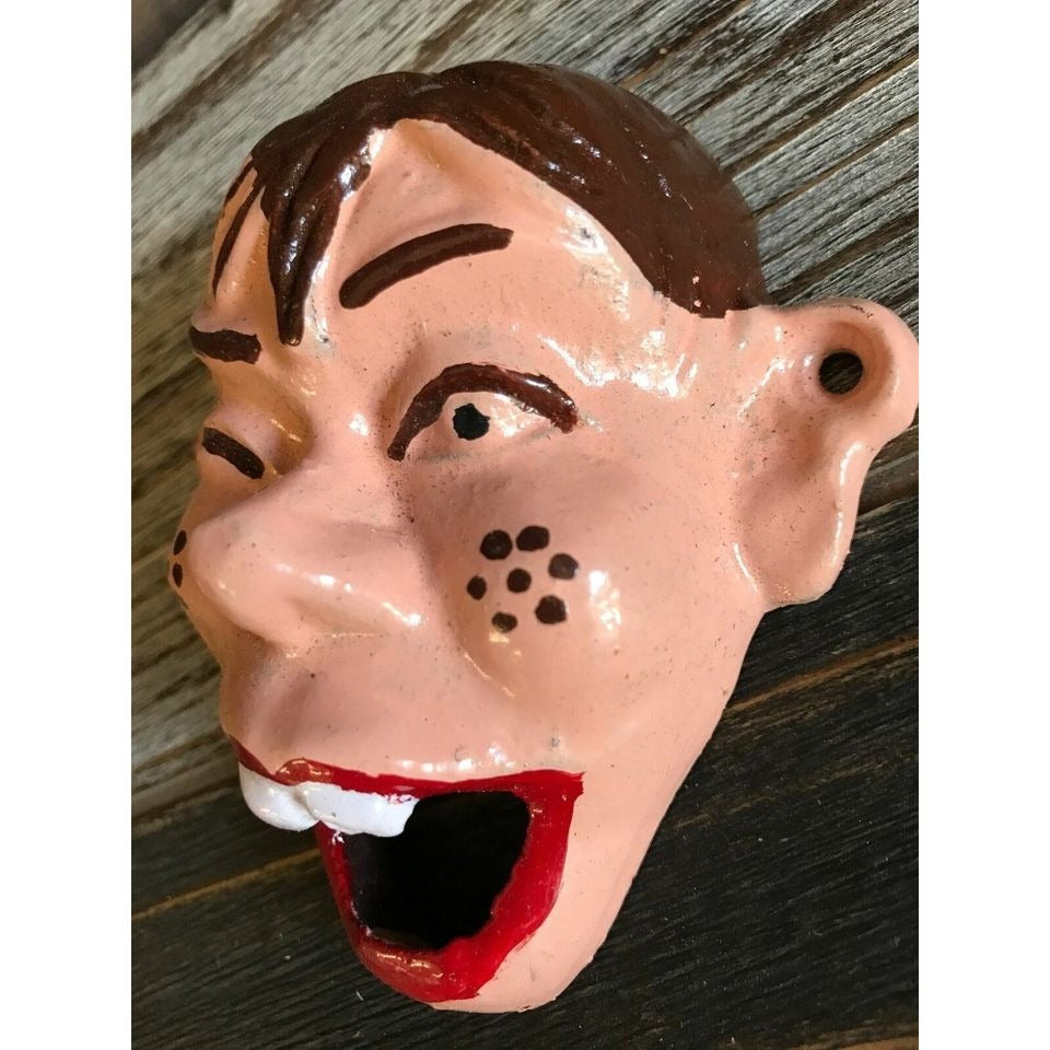 Howdy Doody Cast Iron Wall Mount Bottle Opener With Painted Antique Finish (3.75" x 3.75")