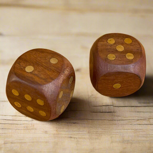 Wood Dice Set Of 2 With Brass Inlay (3/4" Square)