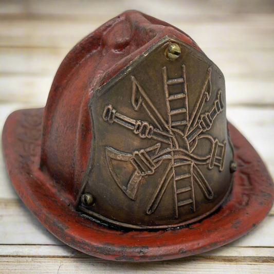 Fireman Helmet Cast Iron Coin Bank With Antique Finish (4.5" x 3" x 5.5")