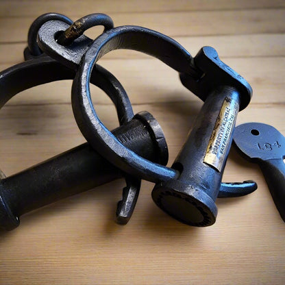 Alcatraz Prison San Francisco Cast Iron Adjustable Handcuffs With Antique Finish (12.5" Long) - Jones Peak