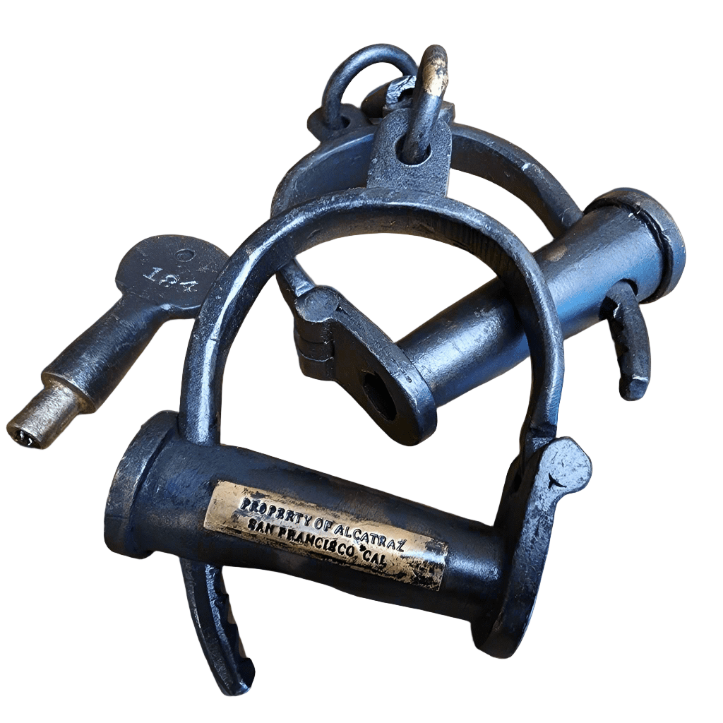 Alcatraz Prison San Francisco Cast Iron Adjustable Handcuffs With Antique Finish (12.5" Long) - Jones Peak