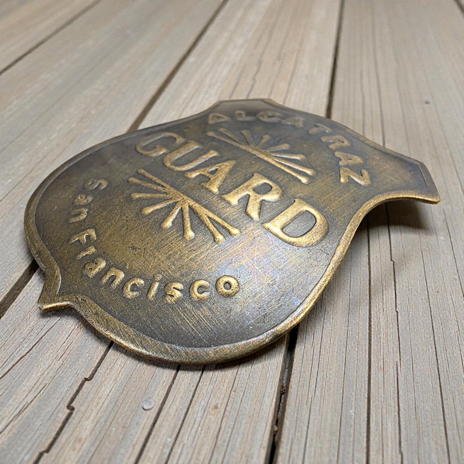 Alcatraz Prison San Francisco Guard Solid Brass Badge (2.5" x 2") - Jones Peak