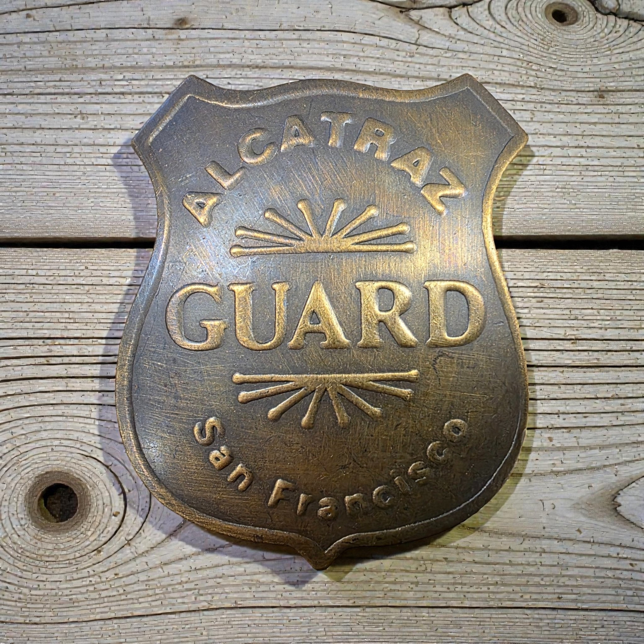 Alcatraz Prison San Francisco Guard Solid Brass Badge (2.5" x 2") - Jones Peak